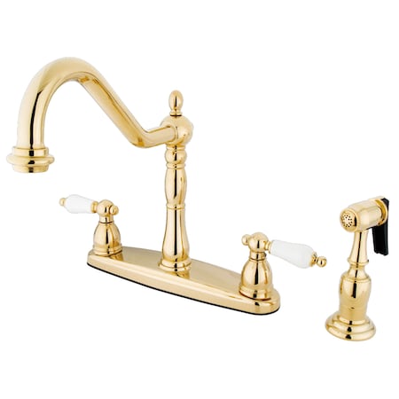 Kingston Brass Heritage Centerset Kitchen Faucet, Polished Brass KB1752PLBS